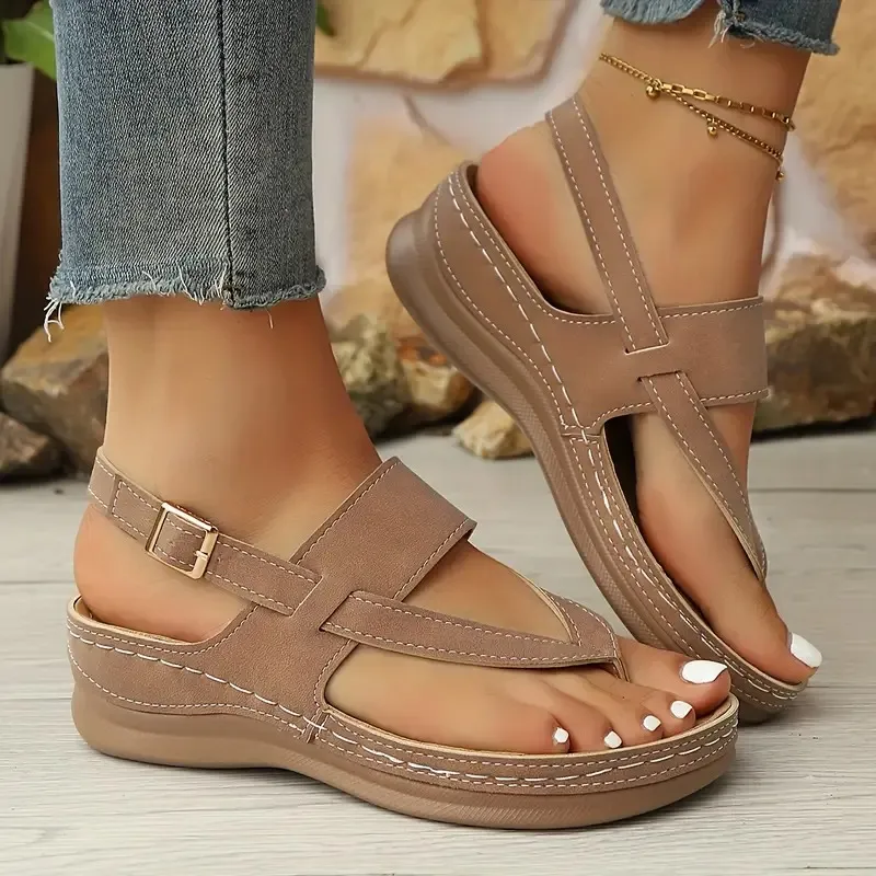 🔥Summer Best Seller 🔥Women'S Casual Flip-Flops - Soft Sole Wedge Sandals with Adjustable Buckle Straps - Image 14