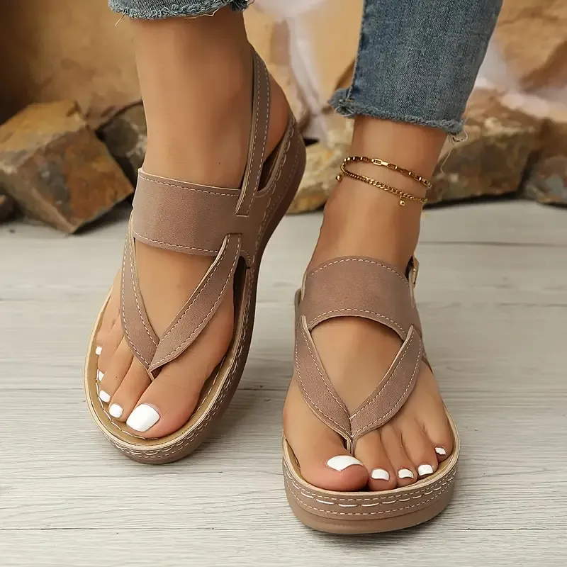 🔥Summer Best Seller 🔥Women'S Casual Flip-Flops - Soft Sole Wedge Sandals with Adjustable Buckle Straps - Image 8