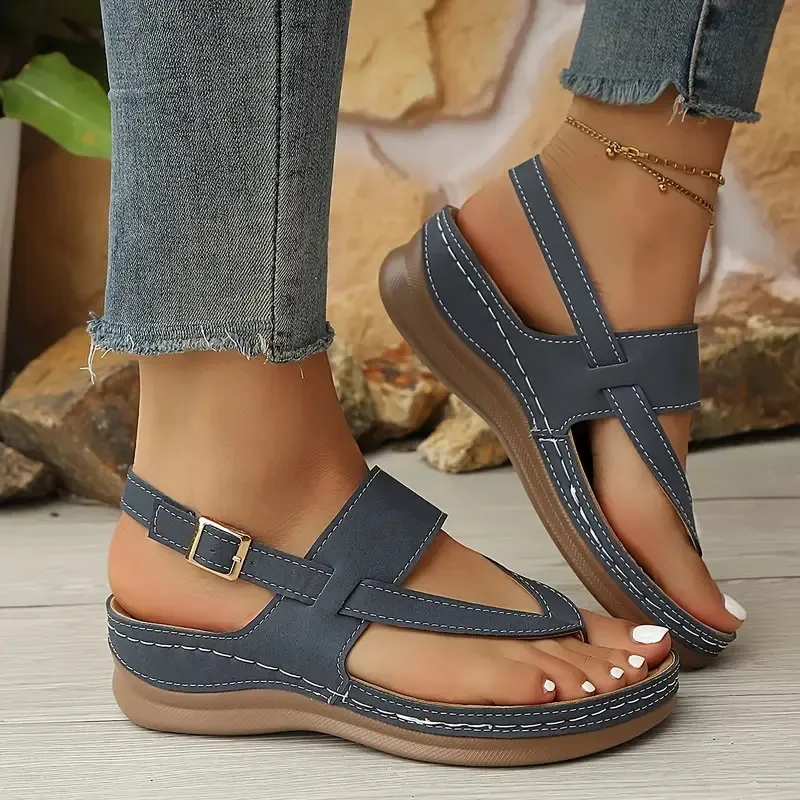 🔥Summer Best Seller 🔥Women'S Casual Flip-Flops - Soft Sole Wedge Sandals with Adjustable Buckle Straps - Image 11