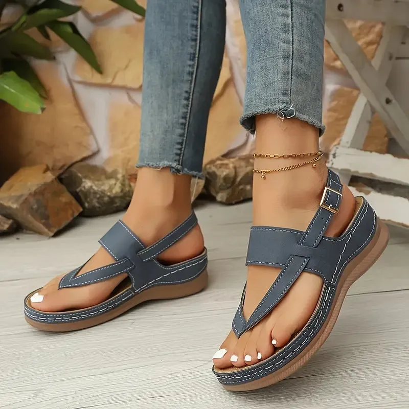 🔥Summer Best Seller 🔥Women'S Casual Flip-Flops - Soft Sole Wedge Sandals with Adjustable Buckle Straps - Image 12