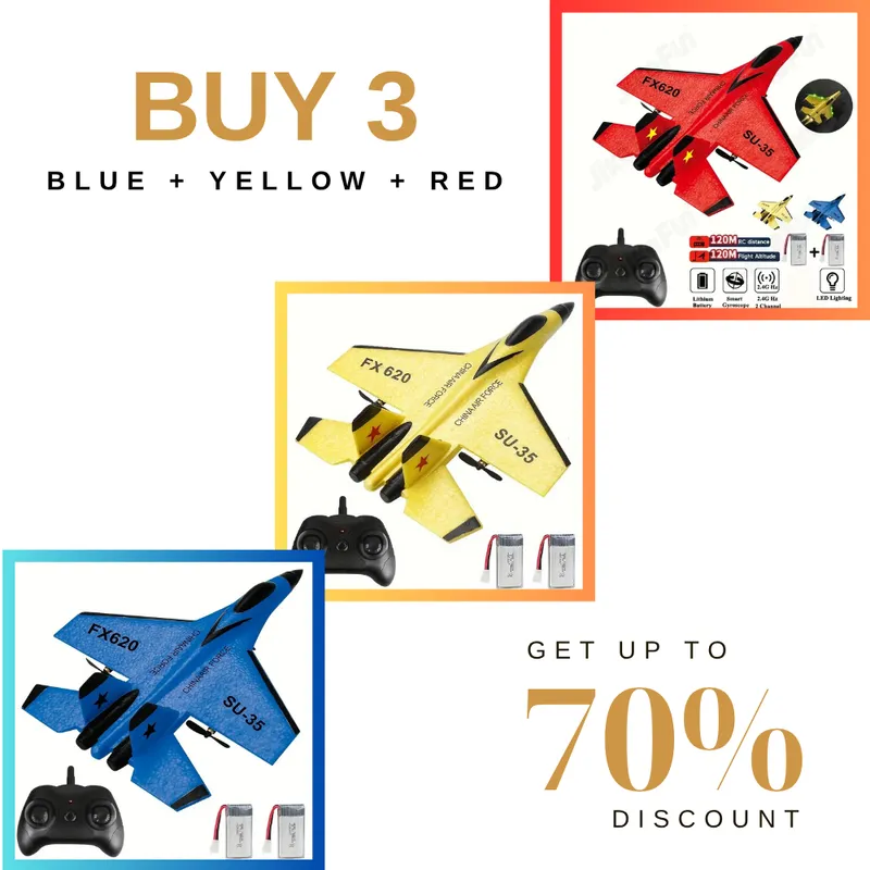 SU-35 Remote Control Jet – 2.4GHz RC Foam Glider Plane with 2 Batteries - Image 2